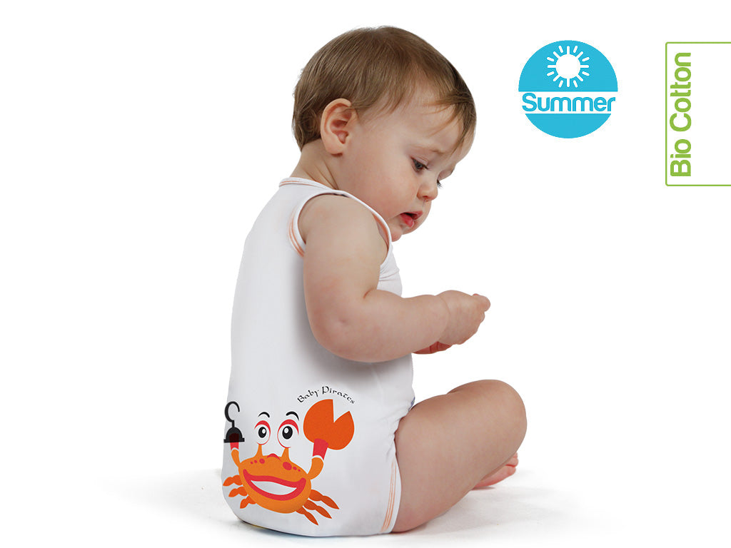 J BIMBI | mitwachsender Baby-Body | aus Bio-Baumwolle | SOMMER | PIRATES