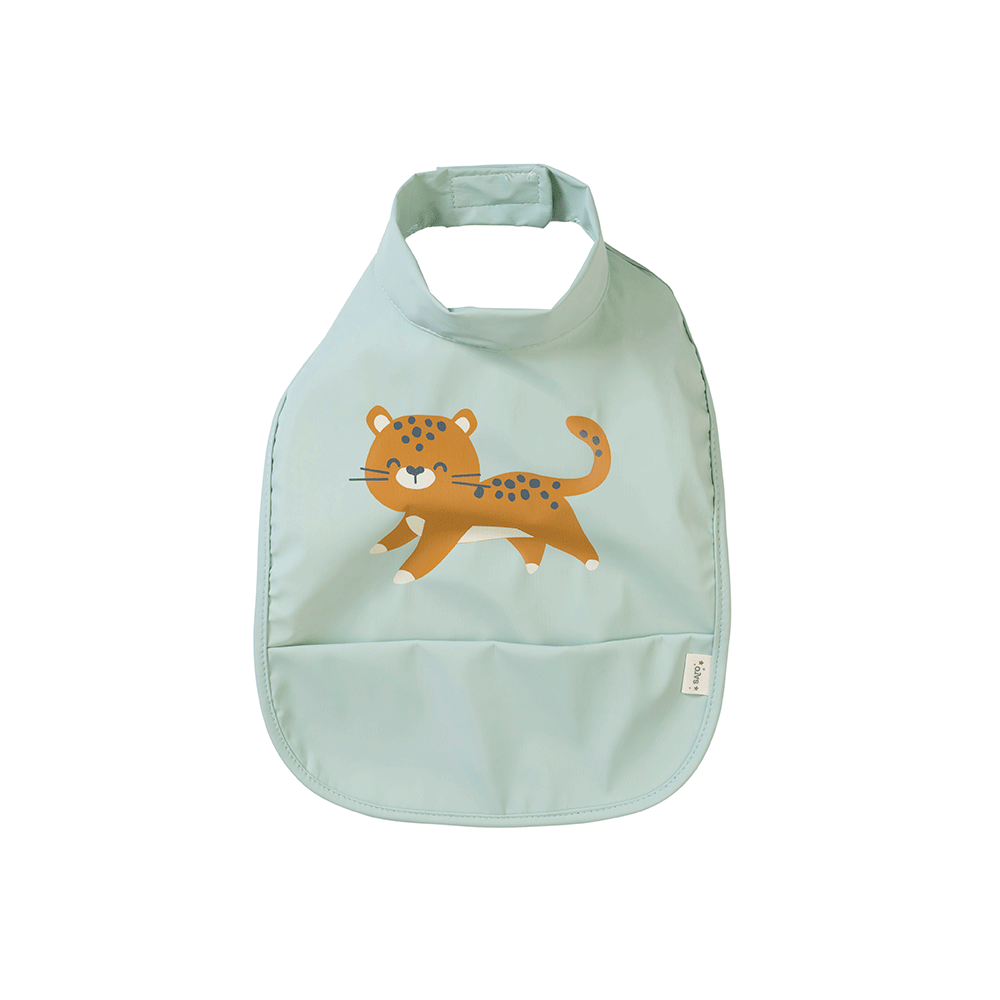 SARO | Lätzchen wasserdicht mit Klettverschluß "Leopard" | Mint