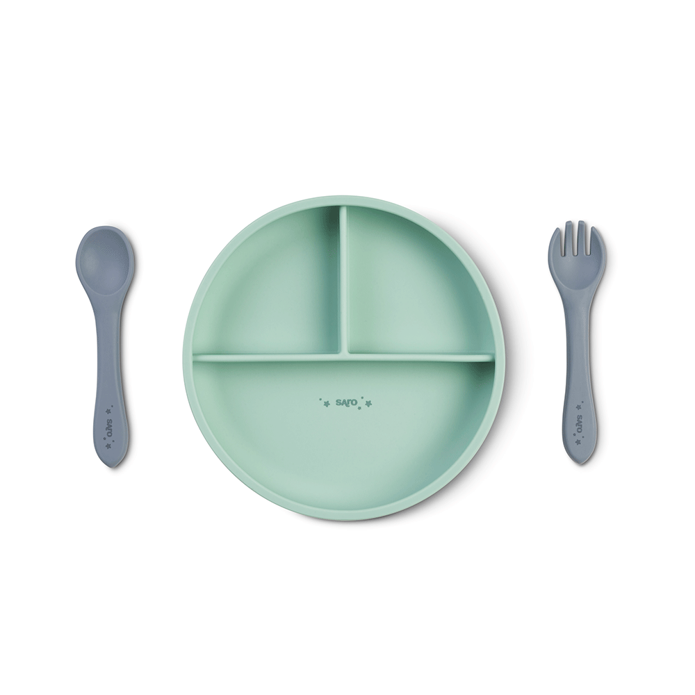SARO | Kinder Geschirr-Set "Food & Fun" 4tlg | Mint