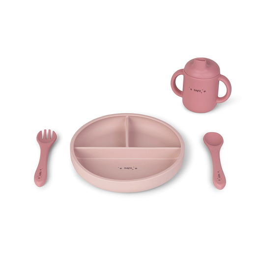 SARO | Kinder Geschirr-Set "Food & Fun" 4tlg | Rosa