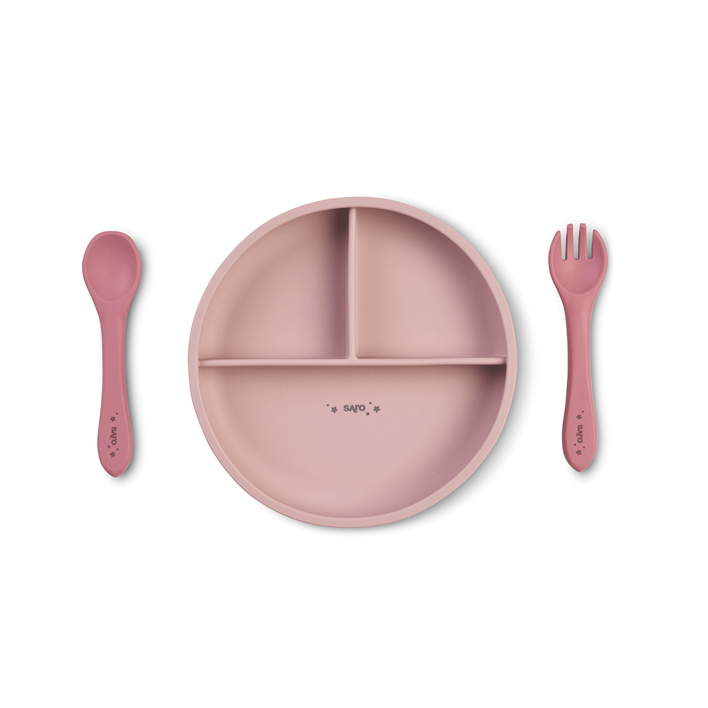 SARO | Kinder Geschirr-Set "Food & Fun" 4tlg | Rosa