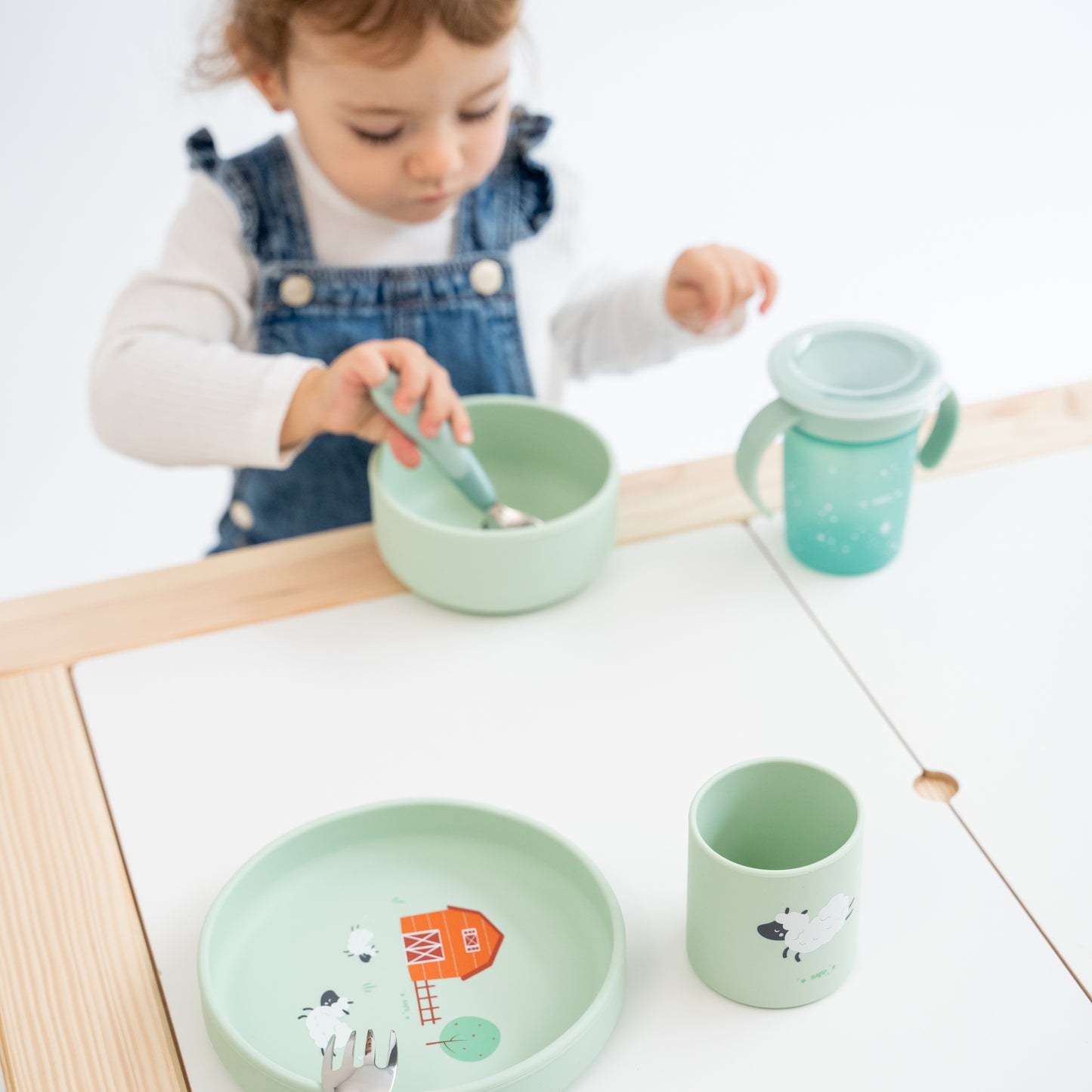 SARO | Kinder Geschirr-Set "Foodie Farm" | Mint