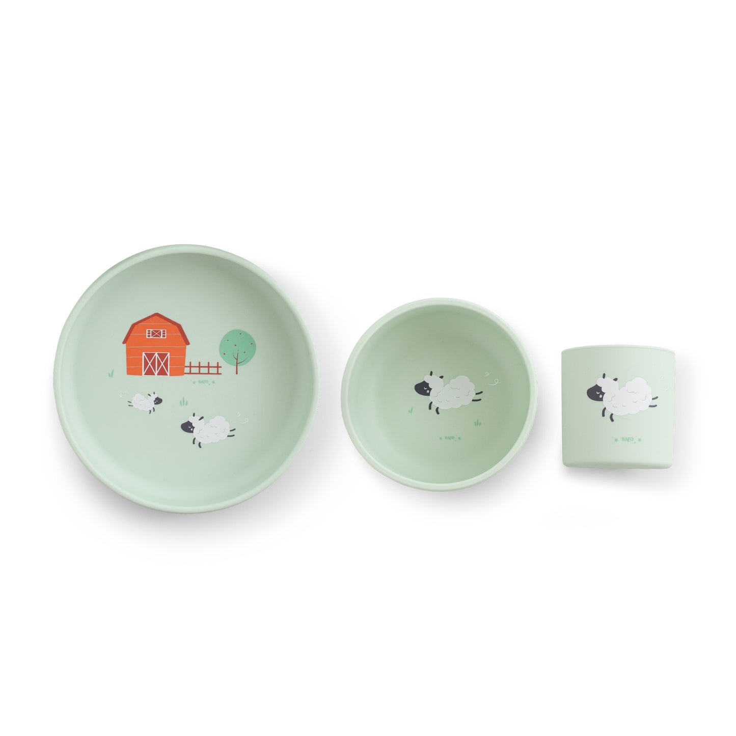 SARO | Kinder Geschirr-Set "Foodie Farm" | Mint