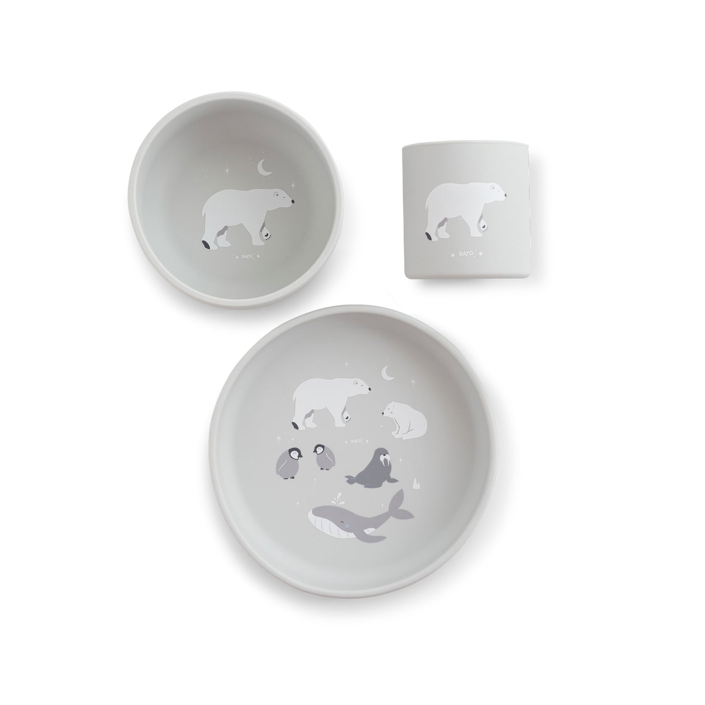 SARO | Kinder Geschirr-Set "Foodie Arktis" | Grau