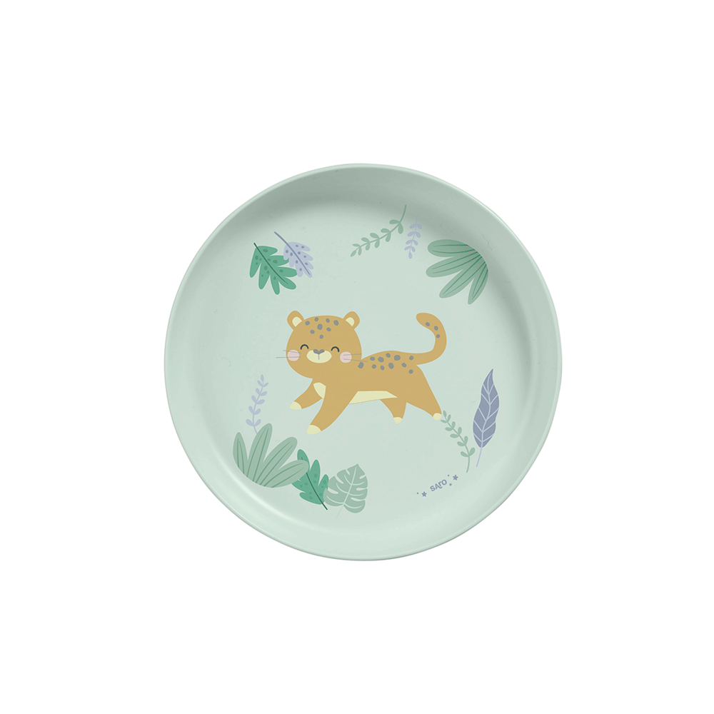 SARO | Kinder Geschirr-Set „Leopard“ 5tlg. | Mint