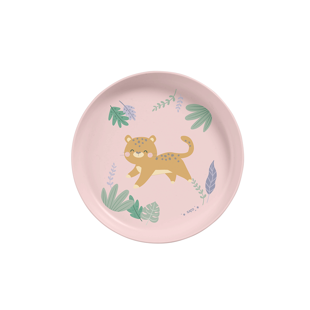 SARO | Kinder Geschirr-Set „Leopard“ 5tlg. | Rosa
