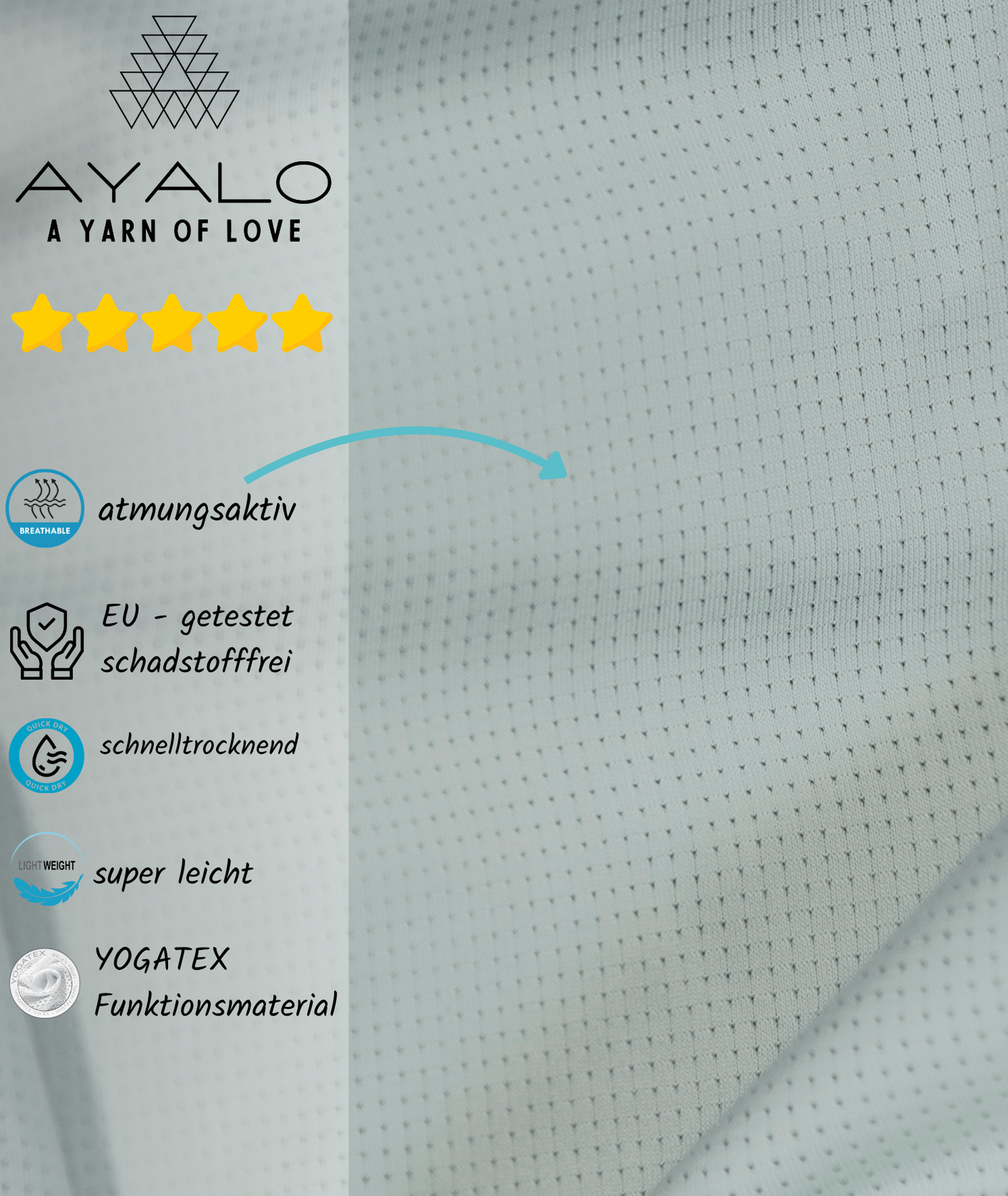 AYALO | AQUA WRAP | perfekt im Wasser | perfekt zum Duschen | aus Yogatex-Material | Pacific Green