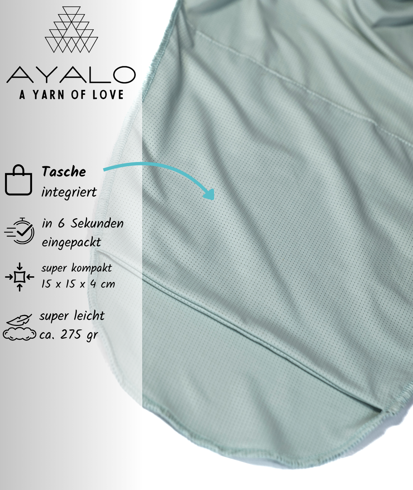 AYALO | AQUA WRAP | perfekt im Wasser | perfekt zum Duschen | aus Yogatex-Material | Pacific Green
