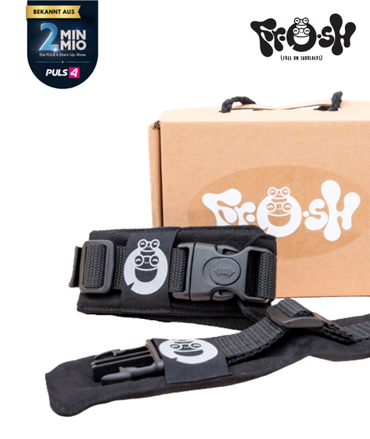 FROSH | free on shoulders | kompakte Kindertrage | perfekt zum Wandern | Schwarz - ADViKiDS