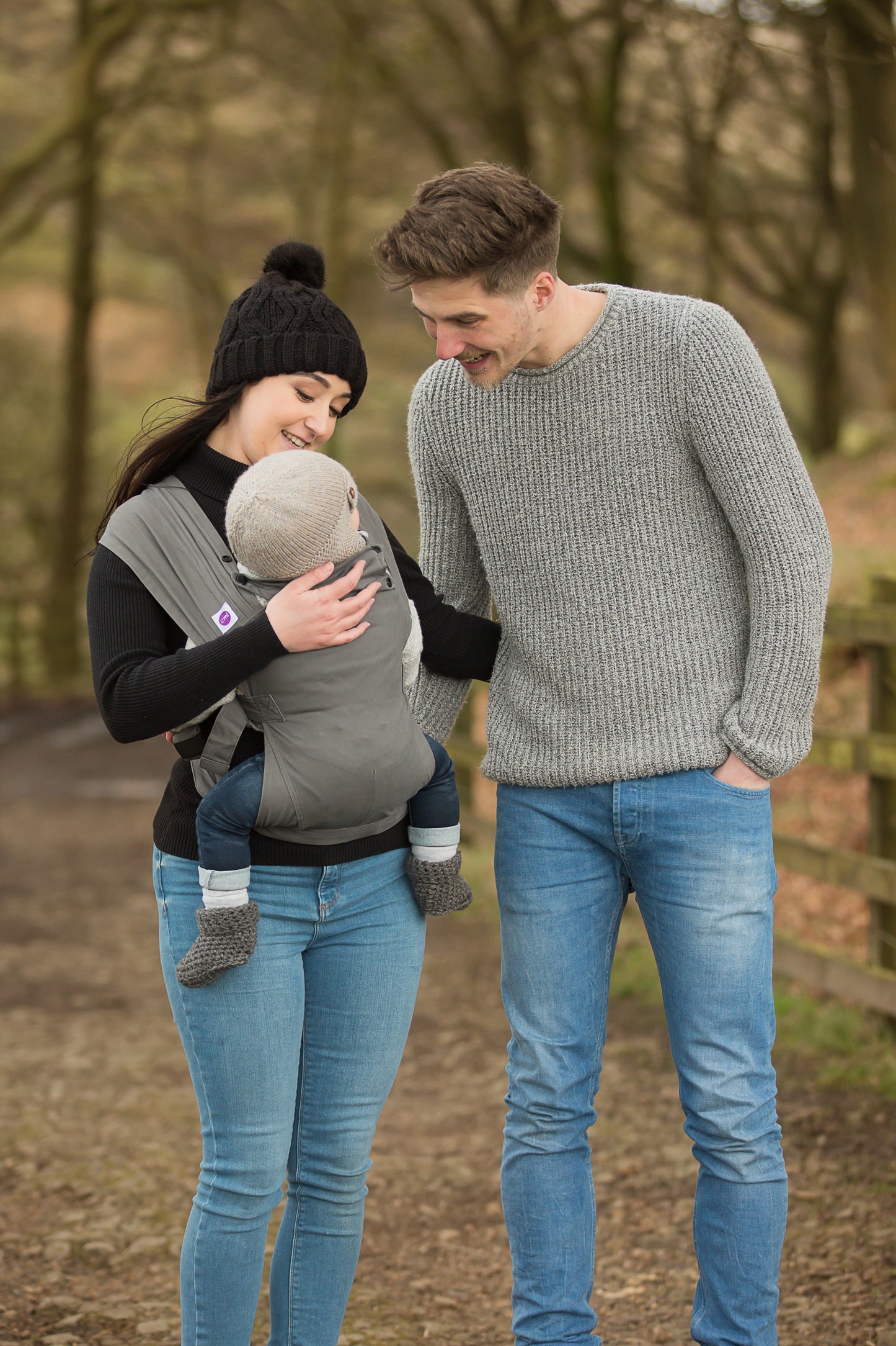 IZMI | Babytrage Cotton | einfach und flexibel | COTTON + CS Grau - ADViKiDS