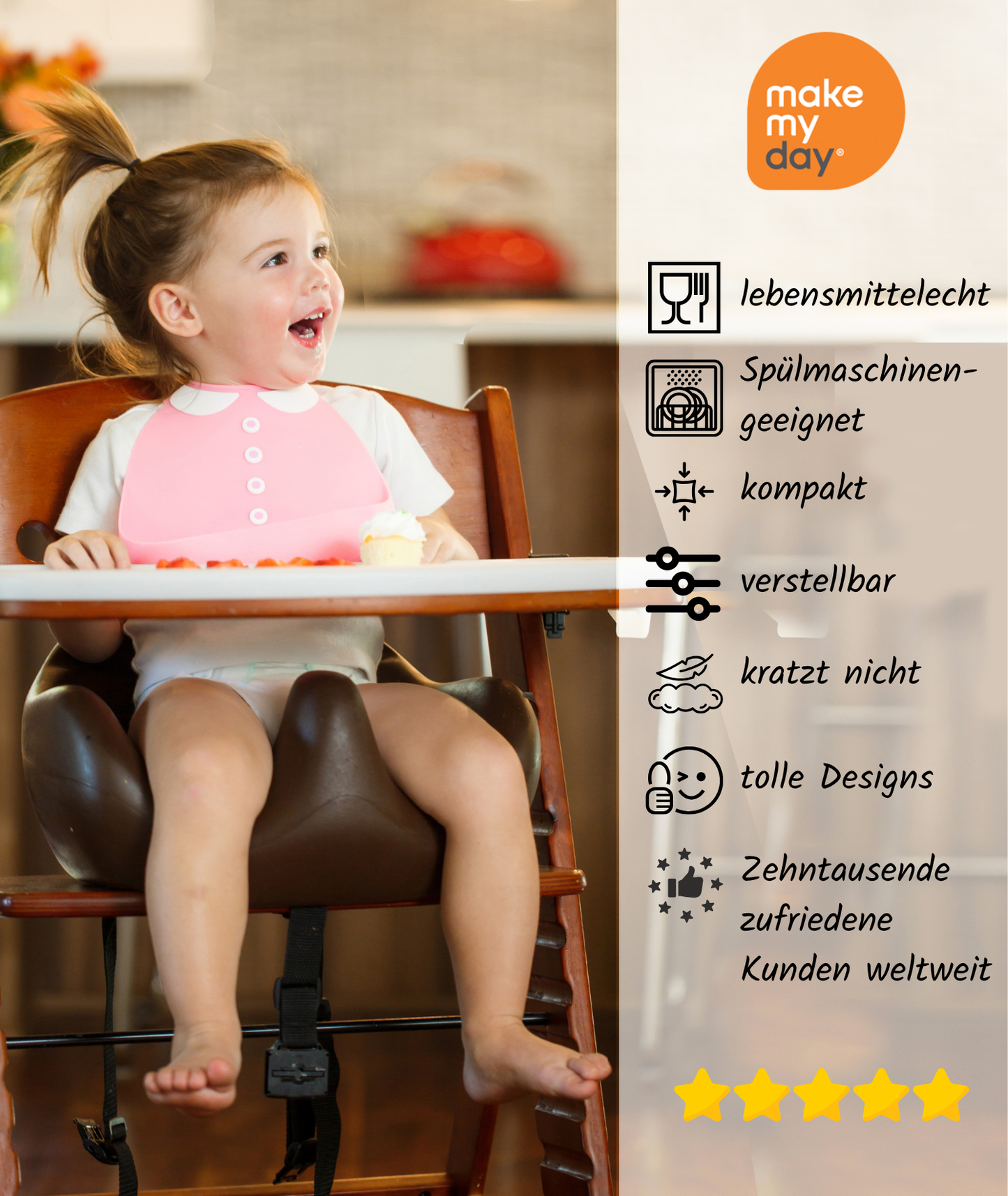 MAKE MY DAY | Babylätzchen | aus lebensmittelechtem Silikon mit 'Krümelfalle' | Schwan - ADViKiDS