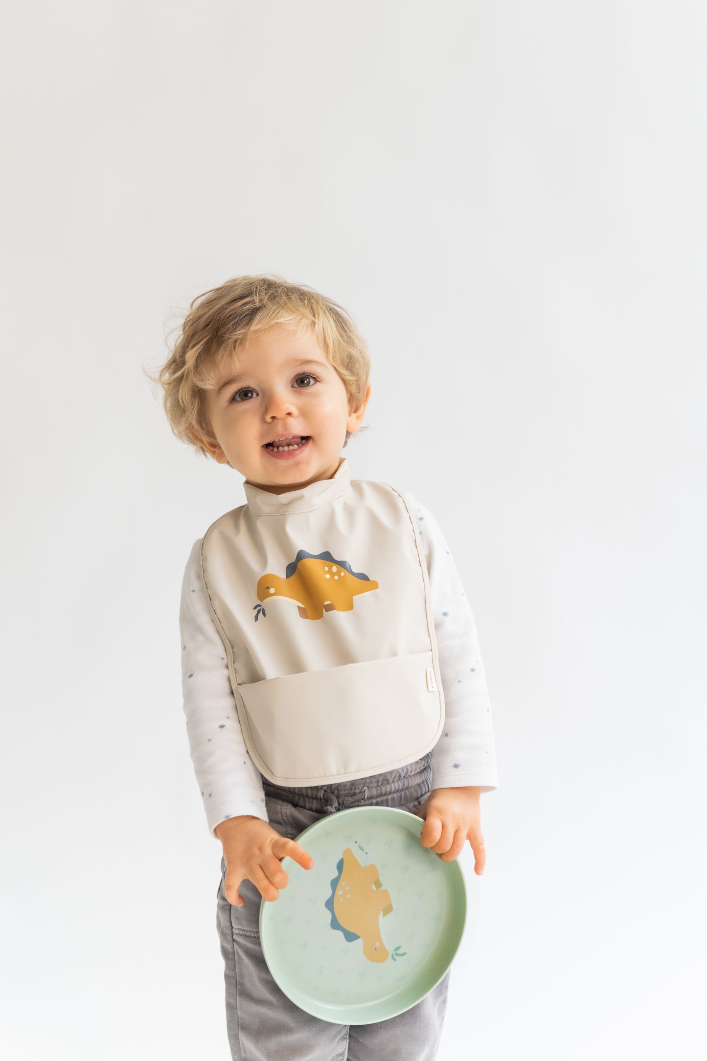 SARO | Lätzchen wasserdicht mit Klettverschluß "Aloha" | Beige