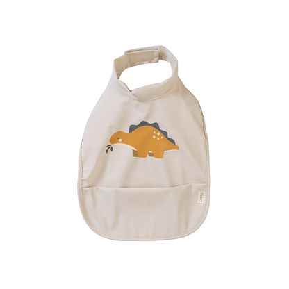 SARO | Lätzchen wasserdicht mit Klettverschluß "Dino" | Beige