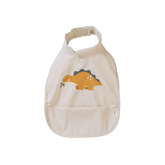SARO | Lätzchen wasserdicht mit Klettverschluß "Dino" | Beige