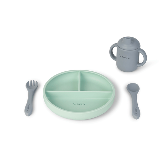 SARO | Kinder Geschirr-Set "Food & Fun" 4tlg | Mint