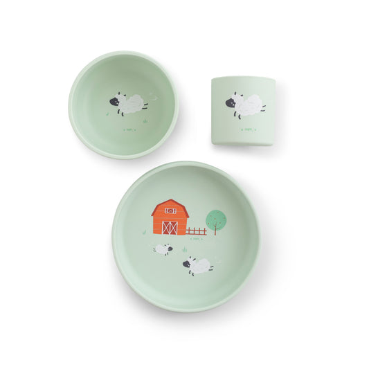 SARO | Kinder Geschirr-Set "Foodie Farm" | Mint