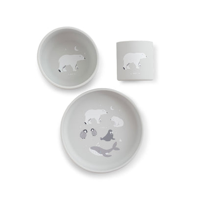 SARO | Kinder Geschirr-Set "Foodie Arktis" | Grau