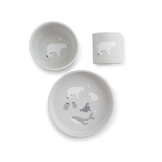 SARO | Kinder Geschirr-Set "Foodie Arktis" | Grau