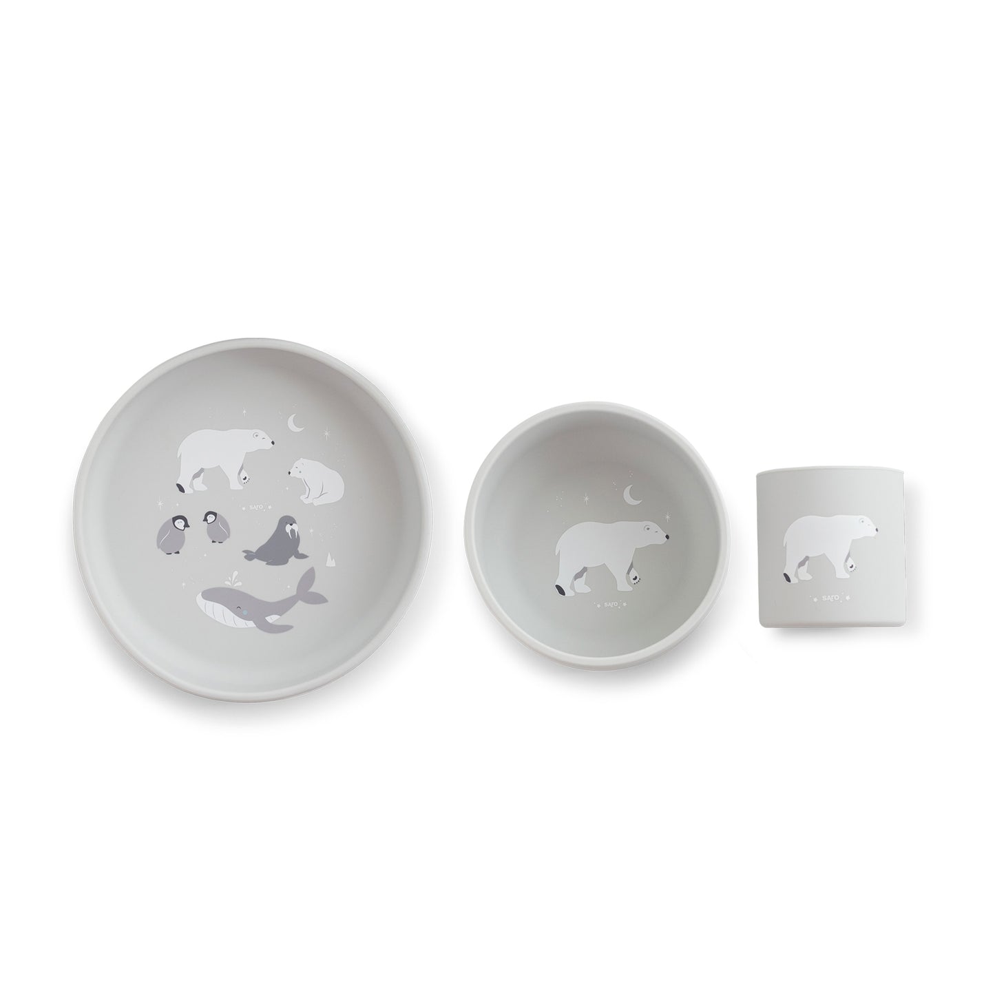SARO | Kinder Geschirr-Set "Foodie Arktis" | Grau