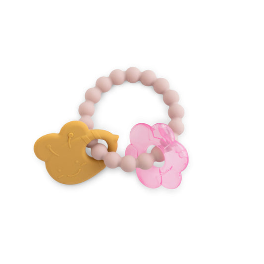 SARO | Spiel & Kühlbeißring "Biene & Blume" | Rosa