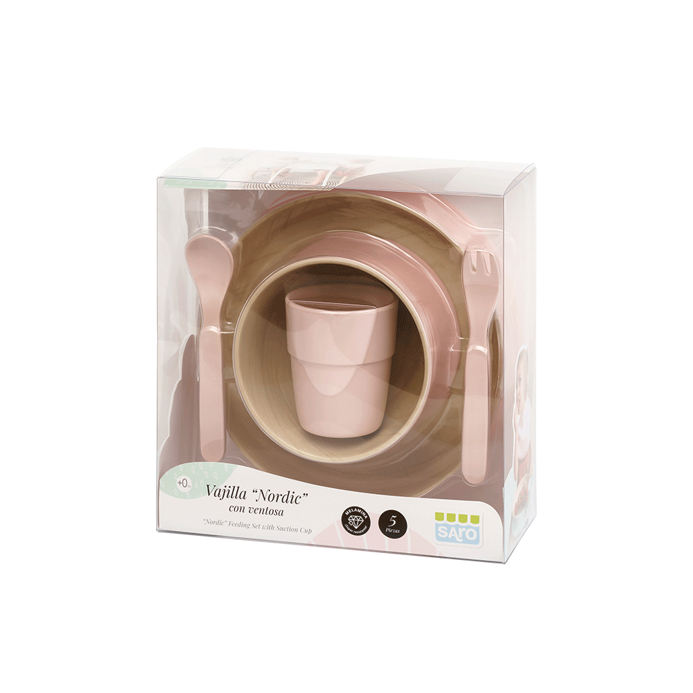 SARO | Kinder Geschirr-Set „Nordic“ 5tlg. | Rosa