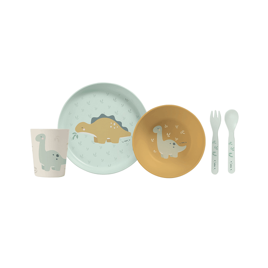 SARO | Kinder Geschirr-Set „Dinos“ 5tlg. | Gelb