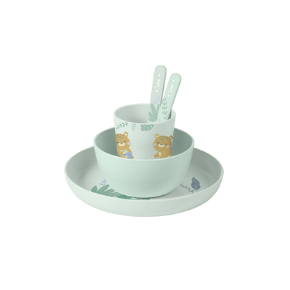 SARO | Kinder Geschirr-Set „Leopard“ 5tlg. | Mint