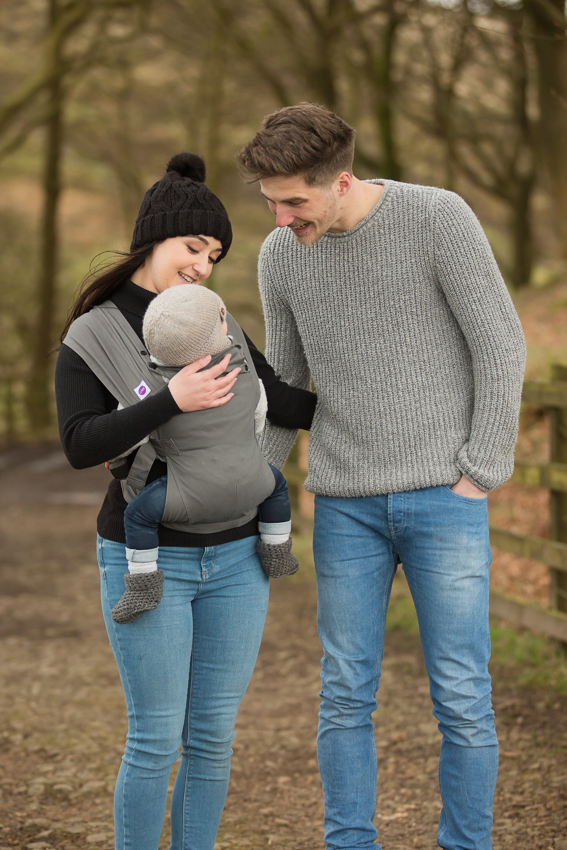 IZMI | Babytrage Cotton | einfach und flexibel | COTTON + CS Grau - ADViKiDS