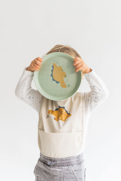 SARO | Lätzchen wasserdicht mit Klettverschluß "Dino" | Beige